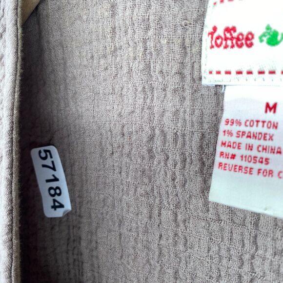 TOFFEE APPLE Tunic Top Womens M Lagenlook Crinkle Gauze Cardigan Cotton Brown - Picture 10 of 10